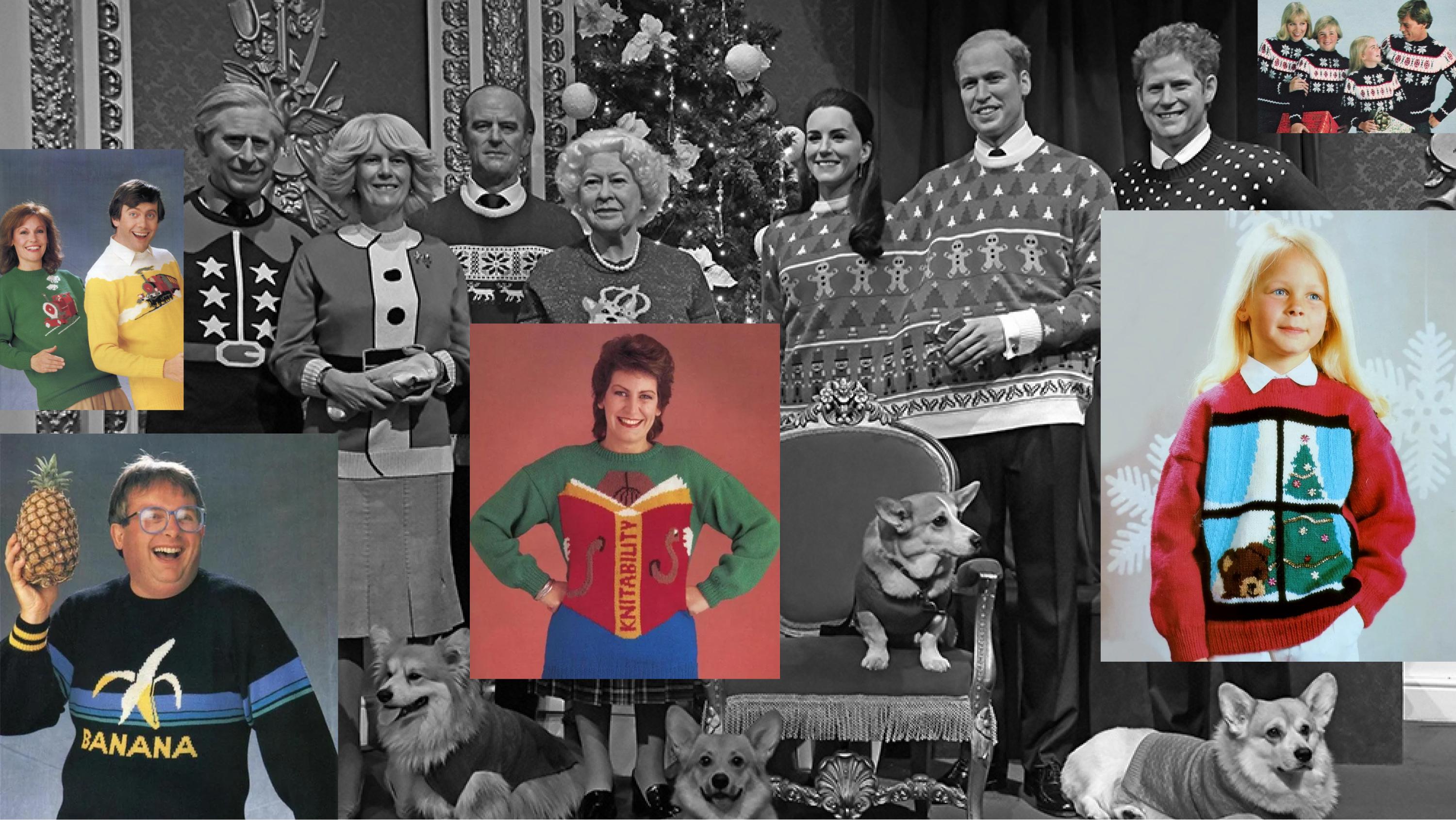 An image showing the 80s fashion of ugly sweaters.